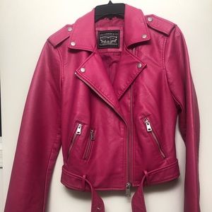 Faux leather cropped jacket